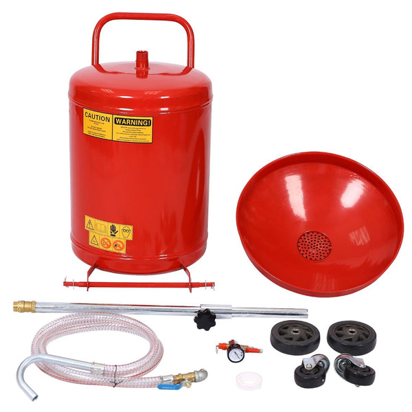 English Elm 18 Gallon Steel Waste Oil Drain Tank with Telescoping Column and Four Wheel Mobility W46537372