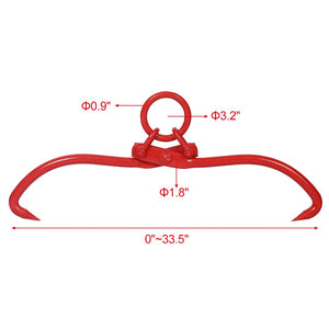 English Elm Skidding Tongs Heavy Duty Powder Coated Steel Log Grip Tool with 32 Inch Chain Ring W46537379