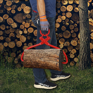 English Elm Skidding Tongs Heavy Duty Powder Coated Steel Log Grip Tool with 32 Inch Chain Ring W46537379