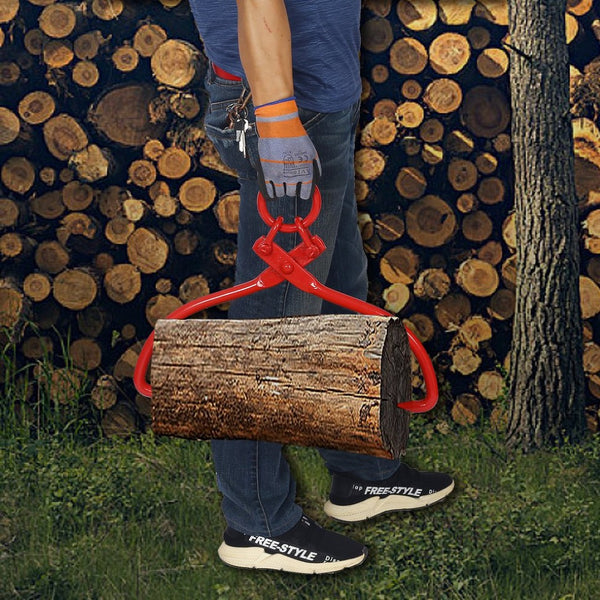 English Elm Skidding Tongs Heavy Duty Powder Coated Steel Log Grip Tool with 32 Inch Chain Ring W46537379