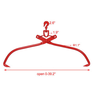 English Elm 32in Heavy Duty Log Tongs Hardened Steel Swivel Hook Grapple for Timber Hauling W46537380