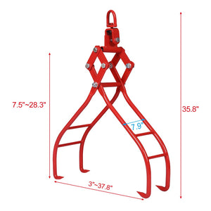 English Elm 4 Claw Steel Logging Tongs with Self-tightening Grip for Heavy Timber Skidding W46537381