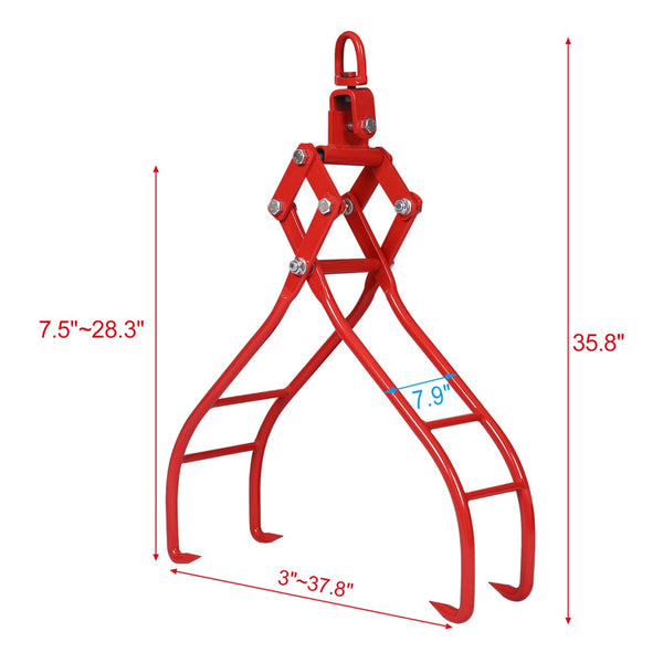 English Elm 4 Claw Steel Logging Tongs with Self-tightening Grip for Heavy Timber Skidding W46537381