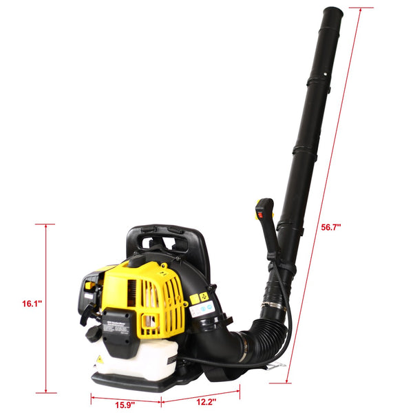English Elm Gasoline Backpack Blower 52cc 2-stroke Engine 530 Cfm Ergonomic Padded Harness Outdoor W46537643