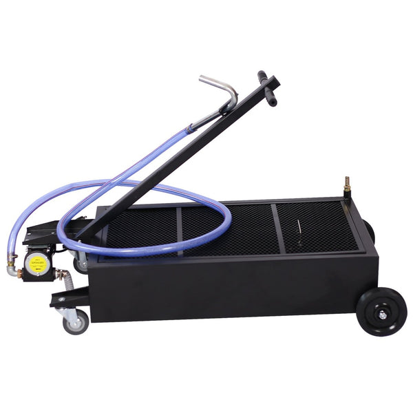 English Elm 20 Gallon Low Profile Electric Oil Drainer with Pump Hose and Wheeled Shop Base W46538729
