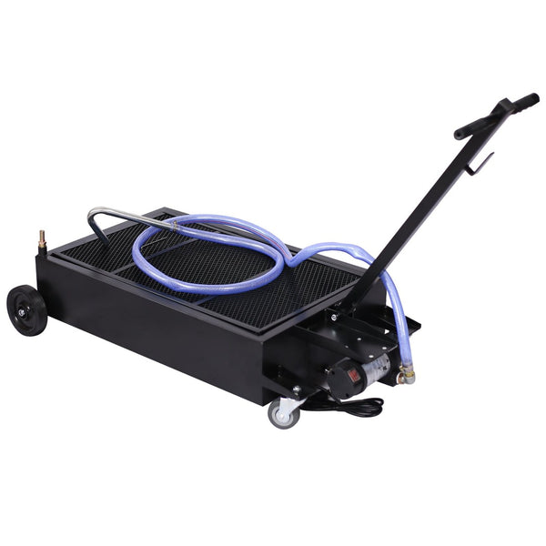 English Elm 20 Gallon Low Profile Electric Oil Drainer with Pump Hose and Wheeled Shop Base W46538729