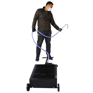 English Elm 20 Gallon Low Profile Electric Oil Drainer with Pump Hose and Wheeled Shop Base W46538729