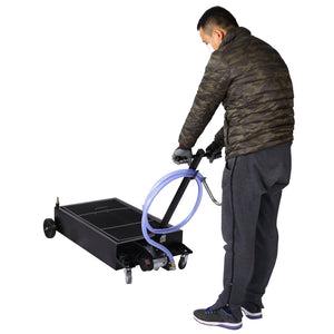 English Elm 20 Gallon Low Profile Electric Oil Drainer with Pump Hose and Wheeled Shop Base W46538729