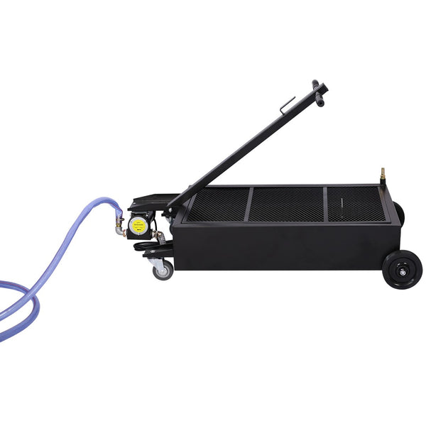 English Elm 20 Gallon Low Profile Electric Oil Drainer with Pump Hose and Wheeled Shop Base W46538729