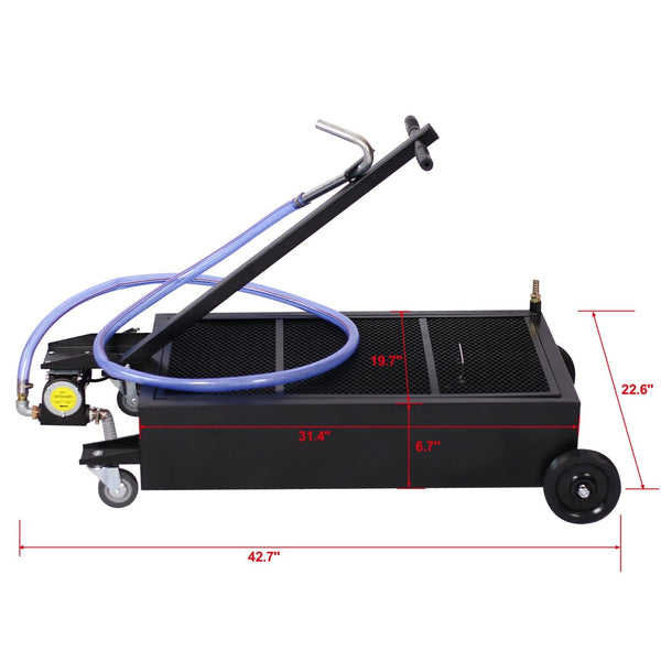 English Elm 20 Gallon Low Profile Electric Oil Drainer with Pump Hose and Wheeled Shop Base W46538729