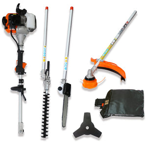 English Elm 4 in 1 Gas Combo Tool 33cc 2-stroke Engine Pole Saw Hedge Trimmer Brush Cutter W46538844