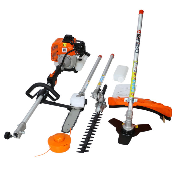 English Elm 4 in 1 Gas Combo Tool 33cc 2-stroke Engine Pole Saw Hedge Trimmer Brush Cutter W46538844