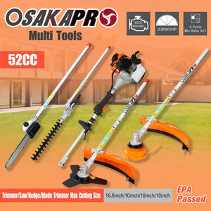 English Elm 4 in 1 Gas Powered 52cc Yard System with Pole Saw Hedge Trimmer and Brush Cutter W46538845