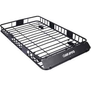 English Elm Rooftop Cargo Basket Steel Roof Rack with Wind Fairing for All-weather Hauling W46540103