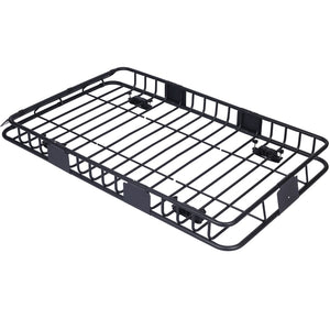 English Elm Rooftop Cargo Basket Steel Roof Rack with Wind Fairing for All-weather Hauling W46540103