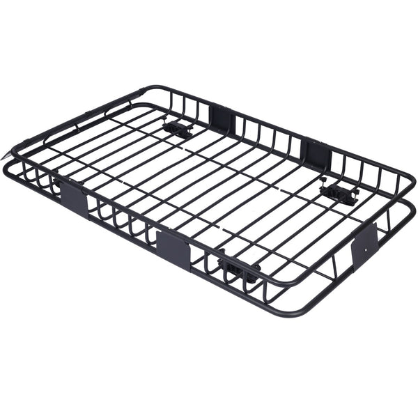 English Elm Rooftop Cargo Basket Steel Roof Rack with Wind Fairing for All-weather Hauling W46540103