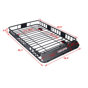 English Elm Rooftop Cargo Basket Steel Roof Rack with Wind Fairing for All-weather Hauling W46540103