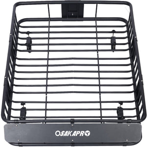 English Elm Rooftop Cargo Basket Steel Roof Rack with Wind Fairing for All-weather Hauling W46540103