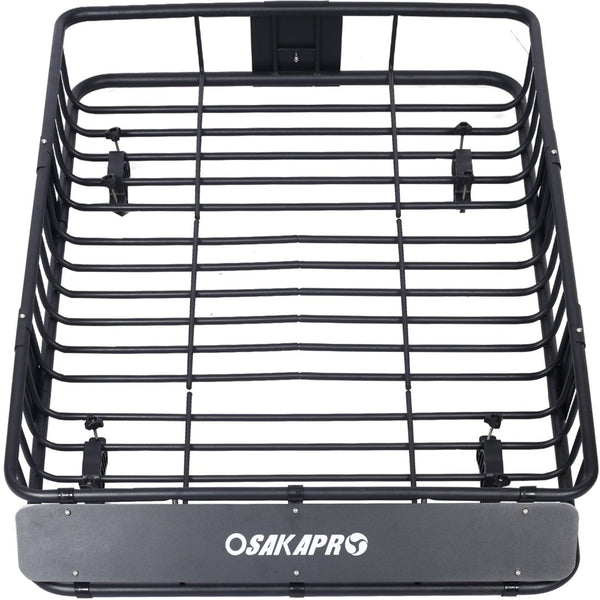 English Elm Rooftop Cargo Basket Steel Roof Rack with Wind Fairing for All-weather Hauling W46540103