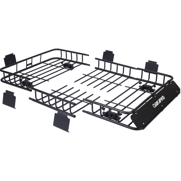English Elm Rooftop Cargo Basket Steel Roof Rack with Wind Fairing for All-weather Hauling W46540103
