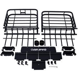 English Elm Rooftop Cargo Basket Rack with Wind Fairing Heavy Duty Steel Universal Crossbar Mount W46540104
