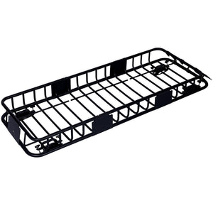 English Elm Rooftop Cargo Basket Rack with Wind Fairing Heavy Duty Steel Universal Crossbar Mount W46540104