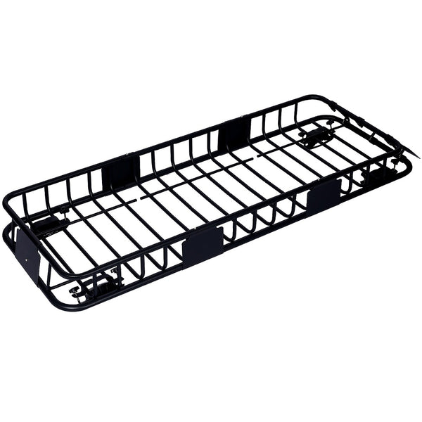 English Elm Rooftop Cargo Basket Rack with Wind Fairing Heavy Duty Steel Universal Crossbar Mount W46540104