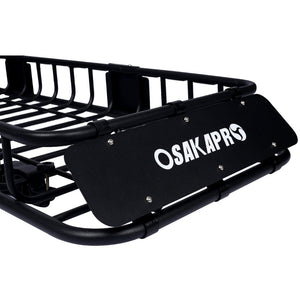 English Elm Rooftop Cargo Basket Rack with Wind Fairing Heavy Duty Steel Universal Crossbar Mount W46540104