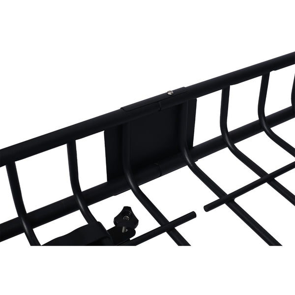 English Elm Rooftop Cargo Basket Rack with Wind Fairing Heavy Duty Steel Universal Crossbar Mount W46540104