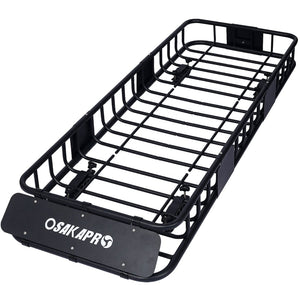 English Elm Rooftop Cargo Basket Rack with Wind Fairing Heavy Duty Steel Universal Crossbar Mount W46540104
