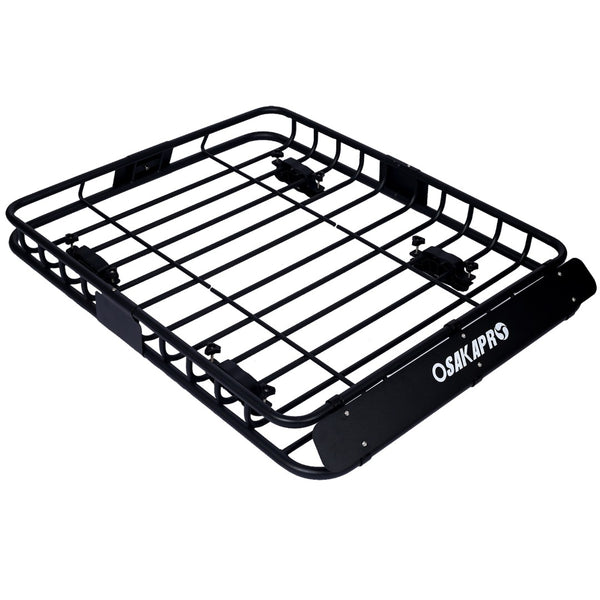 English Elm Rooftop Cargo Basket Steel Mesh Rack with Wind Fairing for Overlanding Adventure W46540105