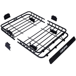 English Elm Rooftop Cargo Basket Steel Mesh Rack with Wind Fairing for Overlanding Adventure W46540105