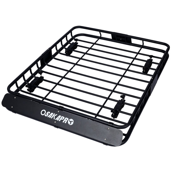 English Elm Rooftop Cargo Basket Steel Mesh Rack with Wind Fairing for Overlanding Adventure W46540105