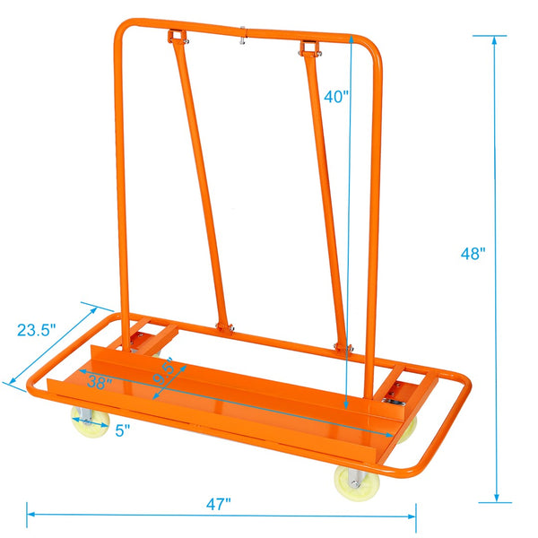 English Elm Heavy Duty Steel Panel Dolly with Locking Casters and 1600lb Jobsite Capacity W46540330