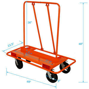 English Elm Heavy Steel Panel Dolly with Powder-coated Frame and 2400lb Swivel Caster Capacity W46540331