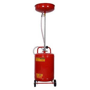 English Elm 18 Gallon Steel Waste Oil Drain Tank with Adjustable Height Column and Rolling Casters W46540558