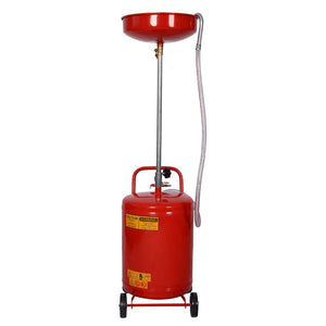 English Elm 18 Gallon Steel Waste Oil Drain Tank with Adjustable Height Column and Rolling Casters W46540558