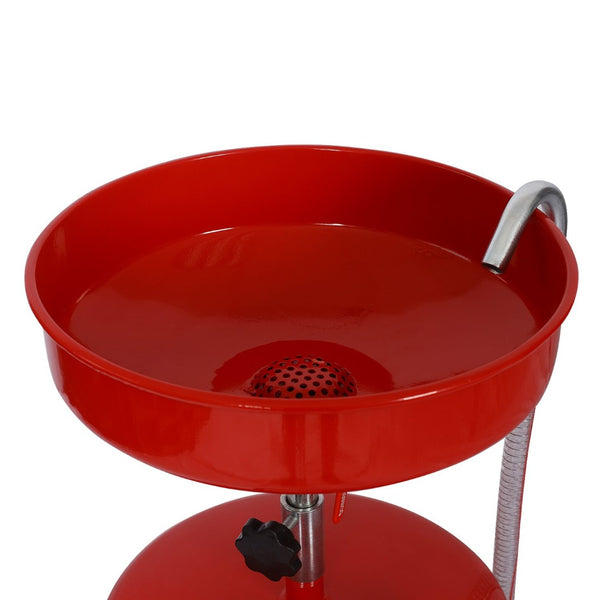 English Elm 18 Gallon Steel Waste Oil Drain Tank with Adjustable Height Column and Rolling Casters W46540558