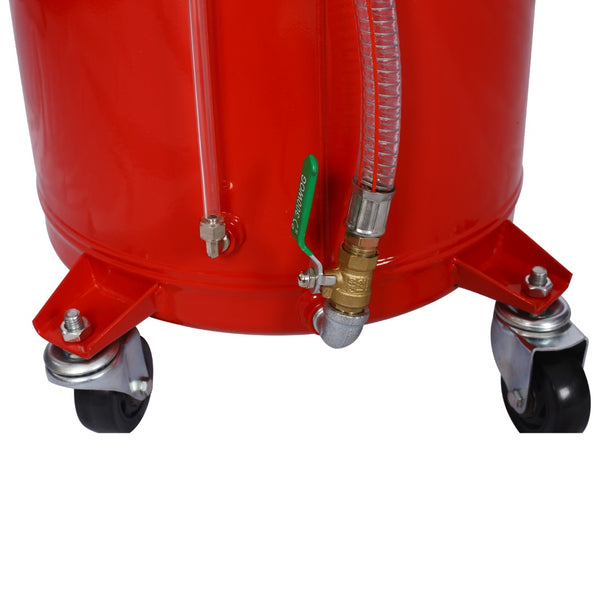English Elm 18 Gallon Steel Waste Oil Drain Tank with Adjustable Height Column and Rolling Casters W46540558