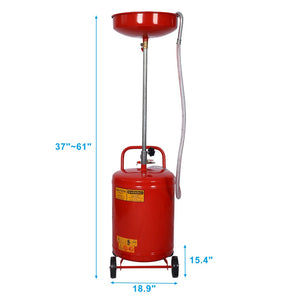 English Elm 18 Gallon Steel Waste Oil Drain Tank with Adjustable Height Column and Rolling Casters W46540558