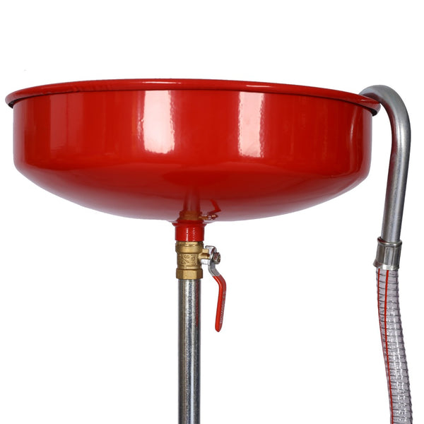 English Elm 18 Gallon Steel Waste Oil Drain Tank with Adjustable Height Column and Rolling Casters W46540558