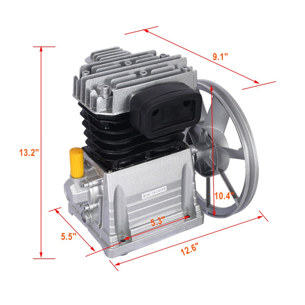 English Elm 3hp Belt Driven Aluminum Piston Compressor Head 2.2kw 115 Psi Workshop Grade W46541455