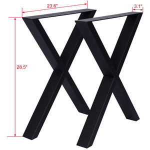 English Elm X Frame Steel Table Legs Heavy Duty Welded Set for Dining Desk or Coffee Tables W46541483