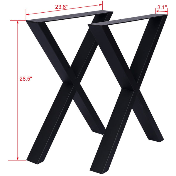 English Elm X Frame Steel Table Legs Heavy Duty Welded Set for Dining Desk or Coffee Tables W46541483