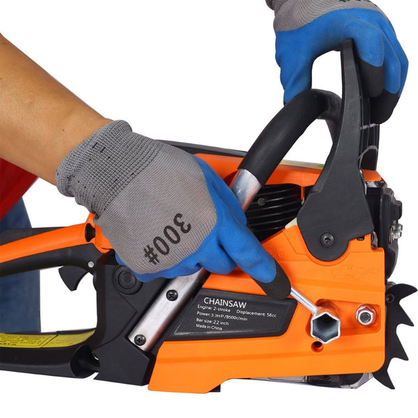 English Elm Chainsaw Gas Powered 58cc 22 Inch Bar Two Stroke Engine for Yard Work and Tree Felling W46542539