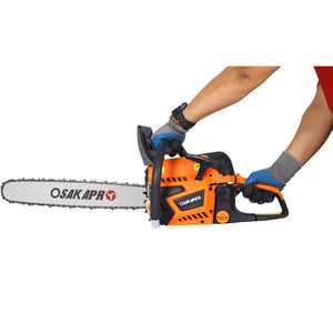 English Elm Chainsaw Gas Powered 58cc 22 Inch Bar Two Stroke Engine for Yard Work and Tree Felling W46542539