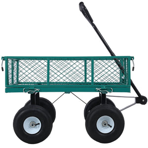 English Elm Steel Mesh Garden Cart with Removable Flatbed Sides and 550 Lb Hauling Capacity Green W46542634