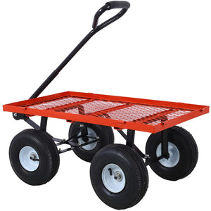 English Elm Steel Mesh Garden Cart with Removable Flatbed Sides and 550 Lb Hauling Capacity Red W46542635