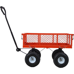 English Elm Steel Mesh Garden Cart with Removable Flatbed Sides and 550 Lb Hauling Capacity Red W46542635