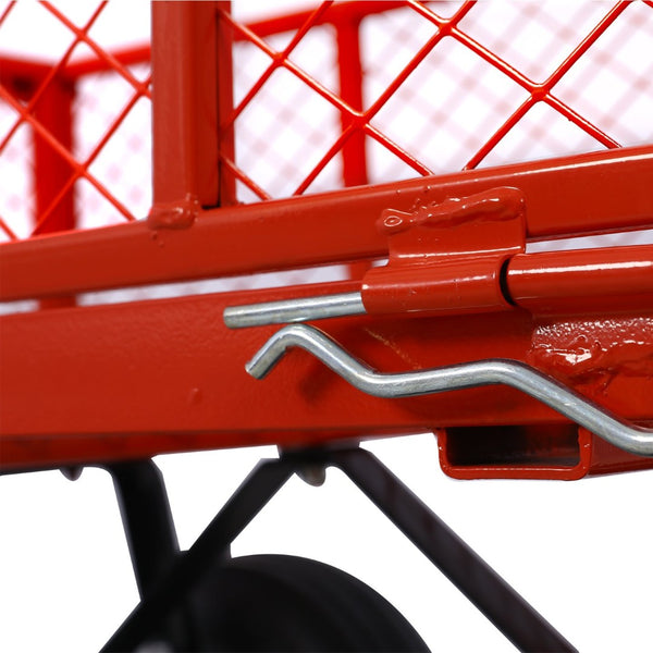 English Elm Steel Mesh Garden Cart with Removable Flatbed Sides and 550 Lb Hauling Capacity Red W46542635
